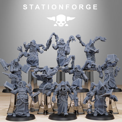 Scavenger Monks, Space Techno-bots, modular Sci-Fi warriors by STATIONFORGE, Sci-Fi Wargames Cyber-themed Grimdark miniatures