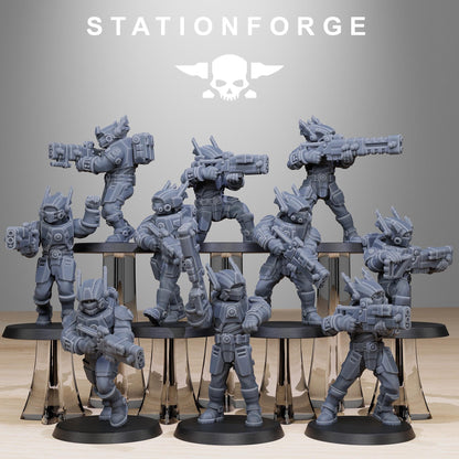 Tarion Assault Squad, Communitarian Alien Infantry, Sci-Fi Wargames Miniatures by STATIONFORGE