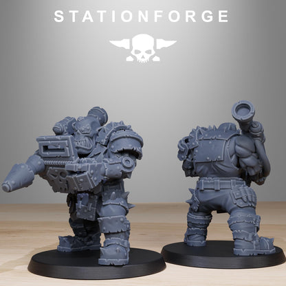 Orkaz Smashers, Space-Faring Orkish Menace Sculpted by STATIONFORGE, Grimdark Compatible, Sci-Fi Wargame Scale