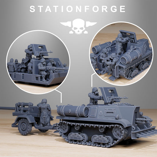 GrimGuard Tankette, Modular Sci-Fi Guardsmen Vehicle by STATIONFORGE, Sci-fi Wargames Proxy, Imperial Guard Transport Truck