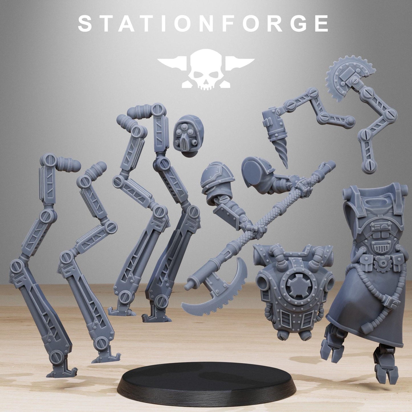 Scavenger Octapods, Space Techno-bots, modular Sci-Fi warriors by STATIONFORGE, Sci-Fi Wargames Cyber-themed Grimdark miniatures