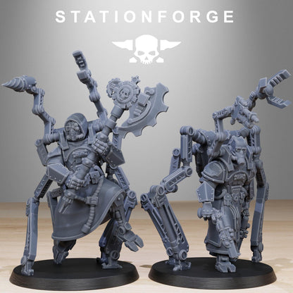 Scavenger Octapods, Space Techno-bots, modular Sci-Fi warriors by STATIONFORGE, Sci-Fi Wargames Cyber-themed Grimdark miniatures