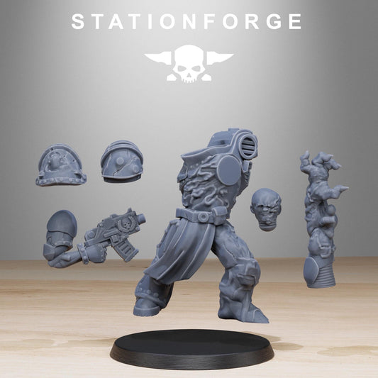 Corrupted Socratis Infantry, Modular Sci-Fi Marine warriors by STATIONFORGE, Grimdark Wargames Proxy