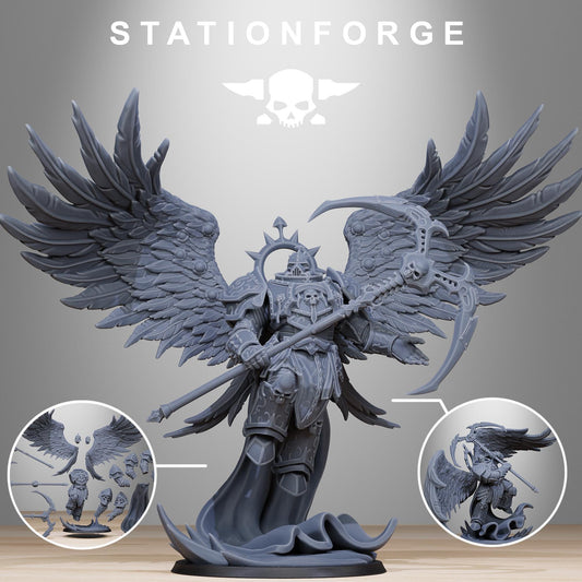 Corrupted Archon Angel, Chaotic Daemonic Monopose Miniatures Sculpted by STATIONFORGE  for Wargames set in the Grimdark Future