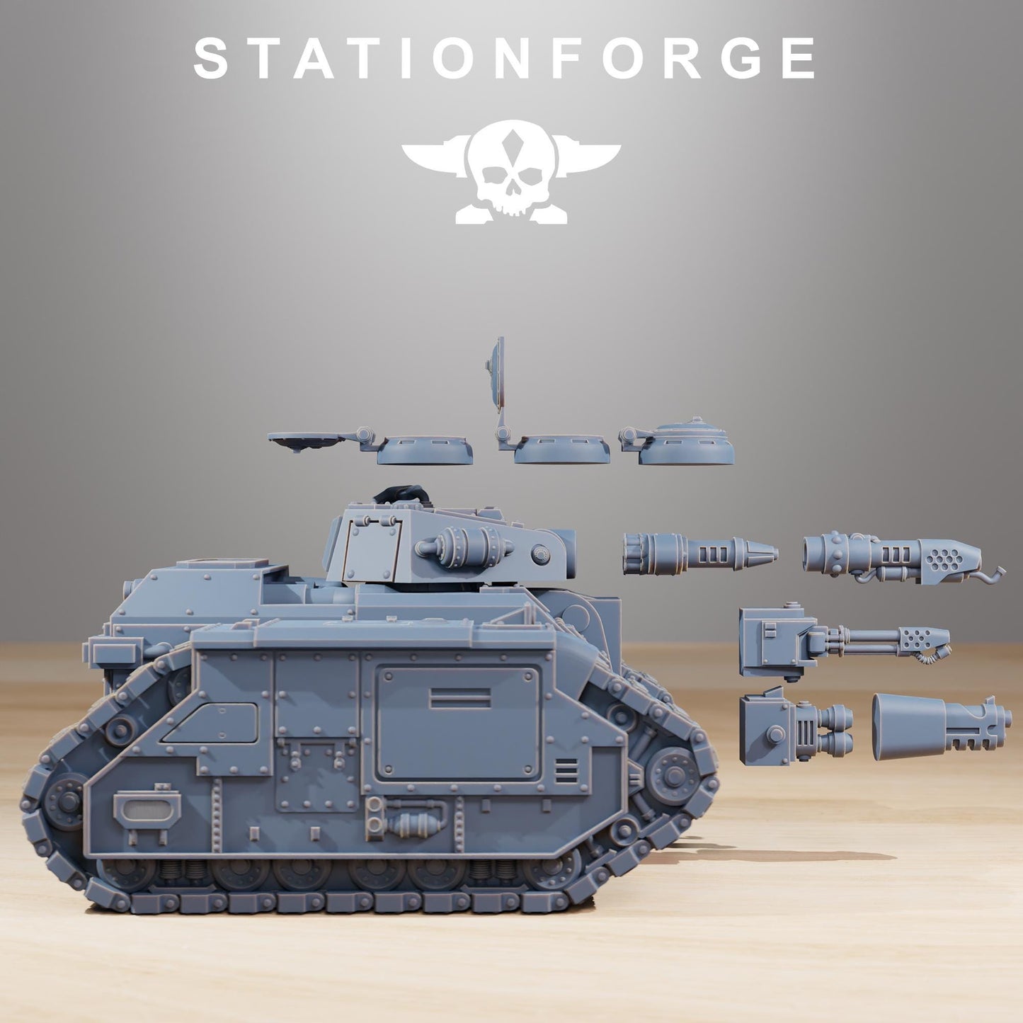 GrimGuard Flame Tank - GrimGuard Light Battle Tank, Sci-Fi Space Guard Soldiers by STATIONFORGE