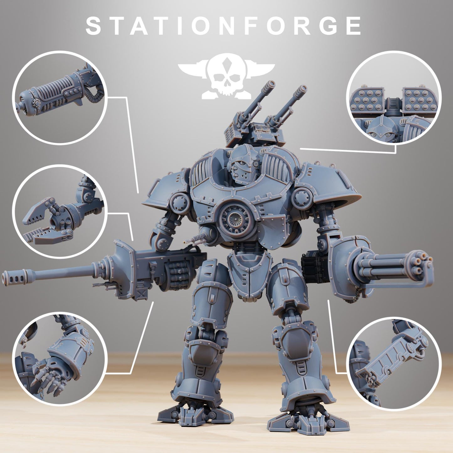 Scavenger Defender Mk2, Modular Sci-Fi Titanic Warbot by STATIONFORGE, Grimdark Wargames Proxy