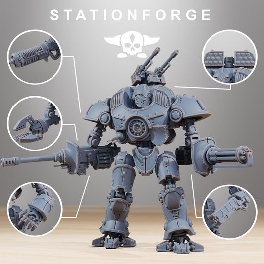 Scavenger Defender Mk2, Modular Sci-Fi Titanic Warbot by STATIONFORGE, Grimdark Wargames Proxy