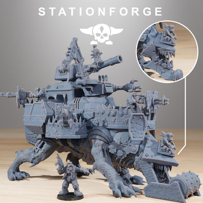 Orkaz Run Rolla, Space-Faring Orkish Menace Sculpted by STATIONFORGE, Grimdark Compatible, Scaled for Sci-Fi Miniature Wargames
