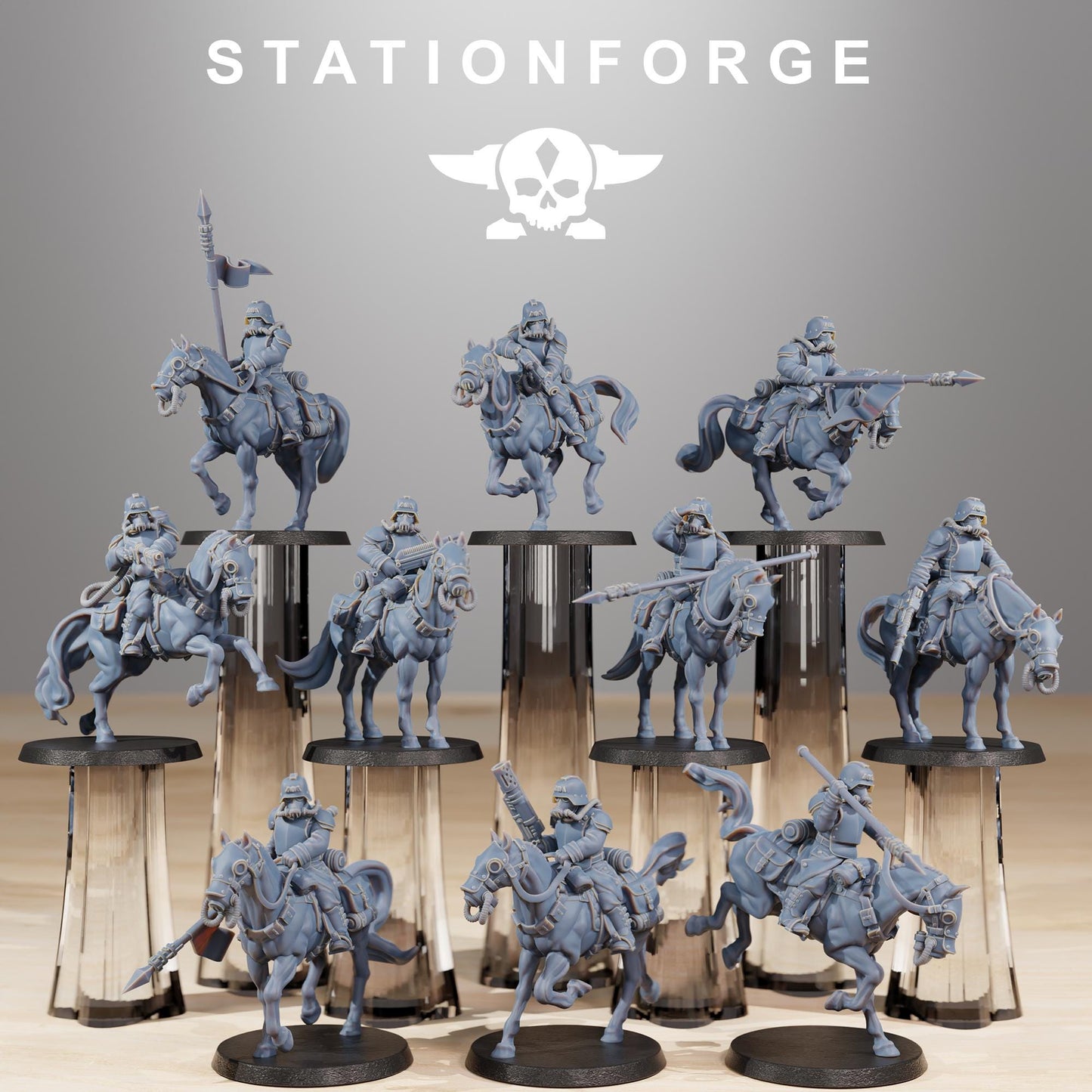 GrimGuard Cavalry, Modular Set Miniatures by STATIONFORGE,  Imperial guard cavalry regiment