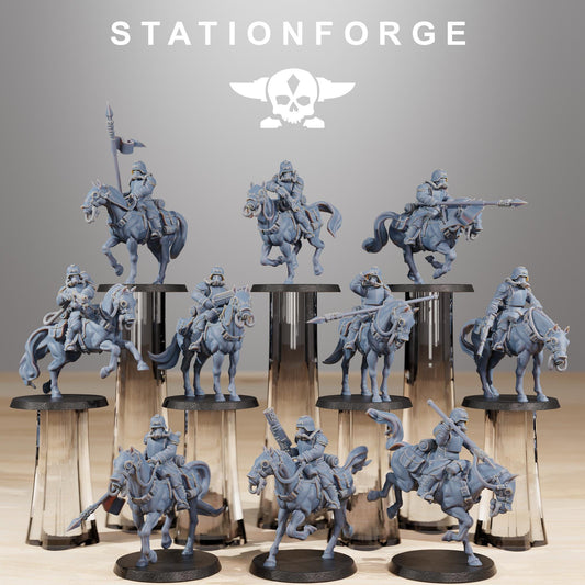 GrimGuard Cavalry, Modular Set Miniatures by STATIONFORGE,  Imperial guard cavalry regiment
