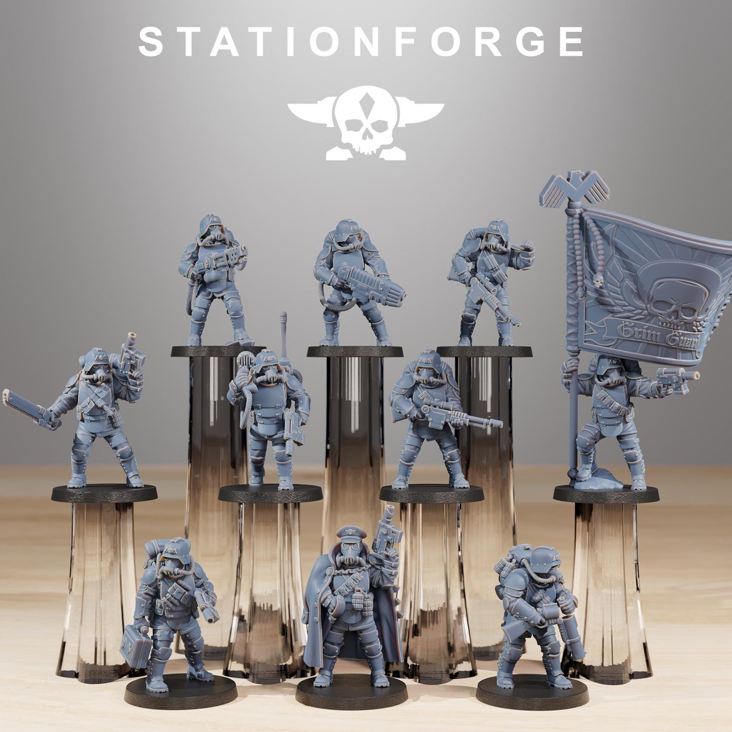 GrimGuard Ironclads, Death Korps Proxy, Sci-Fi Wargames Miniatures by STATIONFORGE