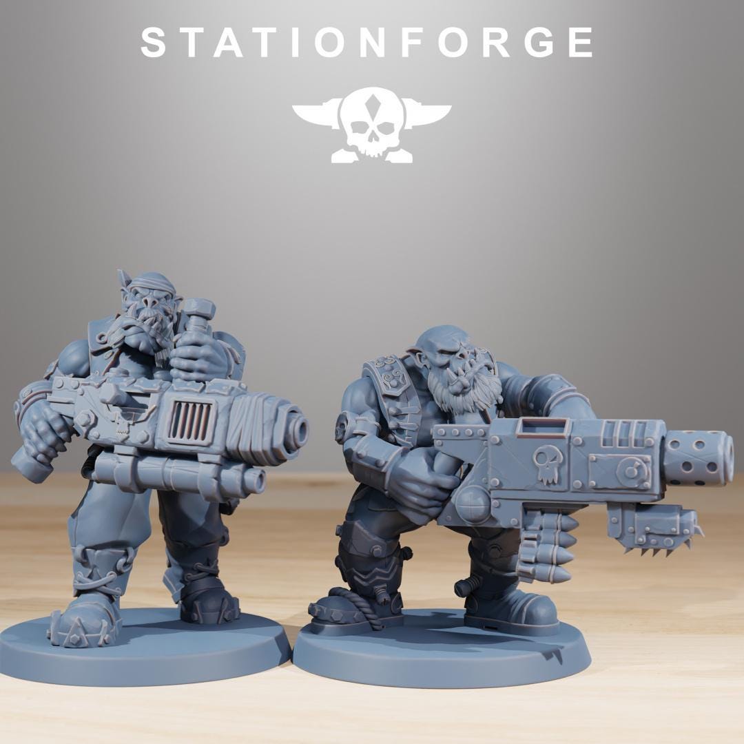 Orkaz Pirates, Space-Faring Orkish Menace Sculpted by STATIONFORGE, Grimdark Compatible, Sci-Fi Wargame Scale