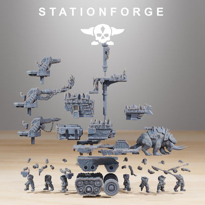 Orkaz Death Mounta, Space-Faring Orkish Menace Sculpted by STATIONFORGE, Grimdark Compatible, Scaled for Sci-Fi Miniature Wargames