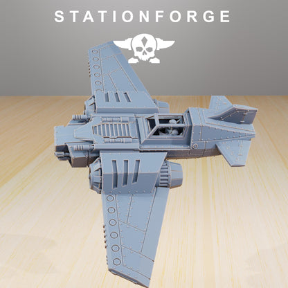GrimGuard SF-19A Fighter Plane, Modular Sci-Fi Guardsmen Warplane by STATIONFORGE, Sci-fi Wargames Proxy, Imperial Guard Transport