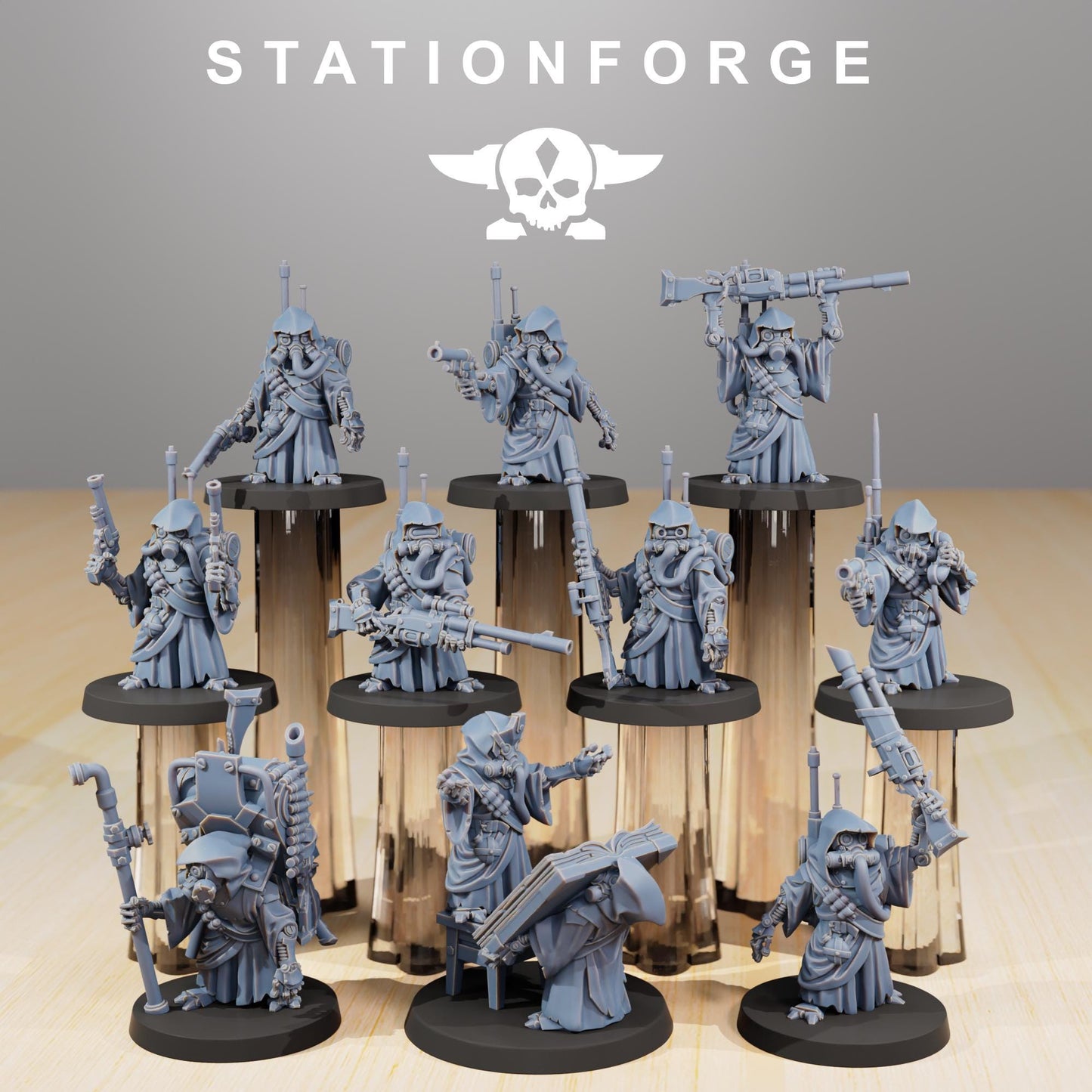Scavenger Junkards, Space Techno-bots, modular Sci-Fi warriors by STATIONFORGE, Sci-Fi Wargames Cyber-themed Grimdark miniatures