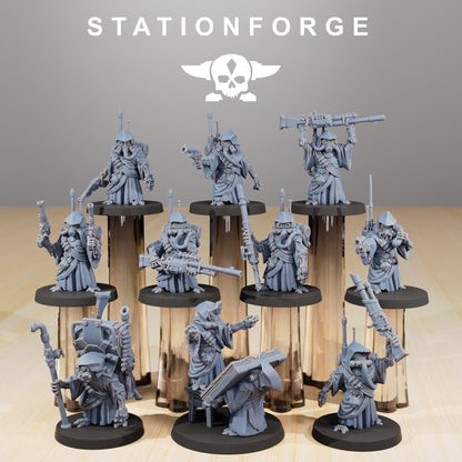 Scavenger Junkards, Space Techno-bots, modular Sci-Fi warriors by STATIONFORGE, Sci-Fi Wargames Cyber-themed Grimdark miniatures
