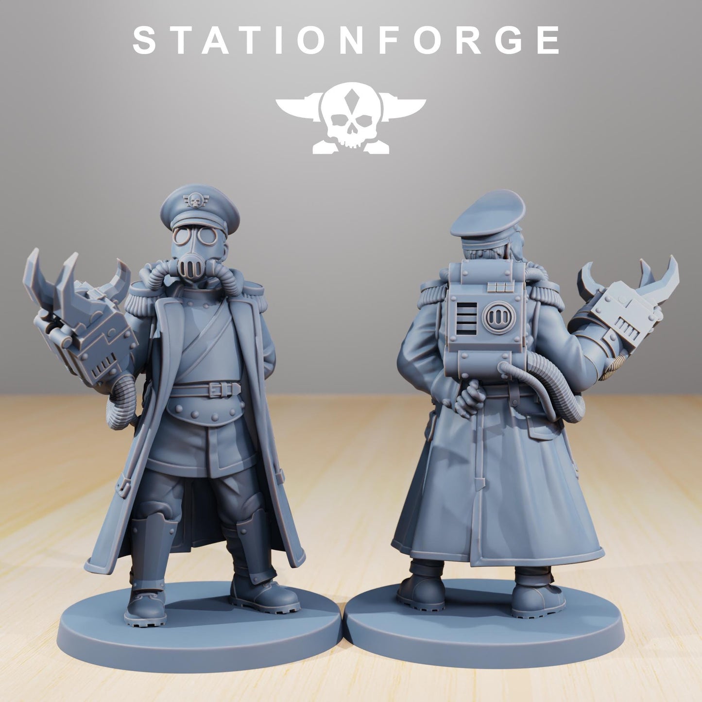 GrimGuard - Officer 2.0, Death Korps Proxy, Sci-Fi Wargames Miniatures by STATIONFORGE