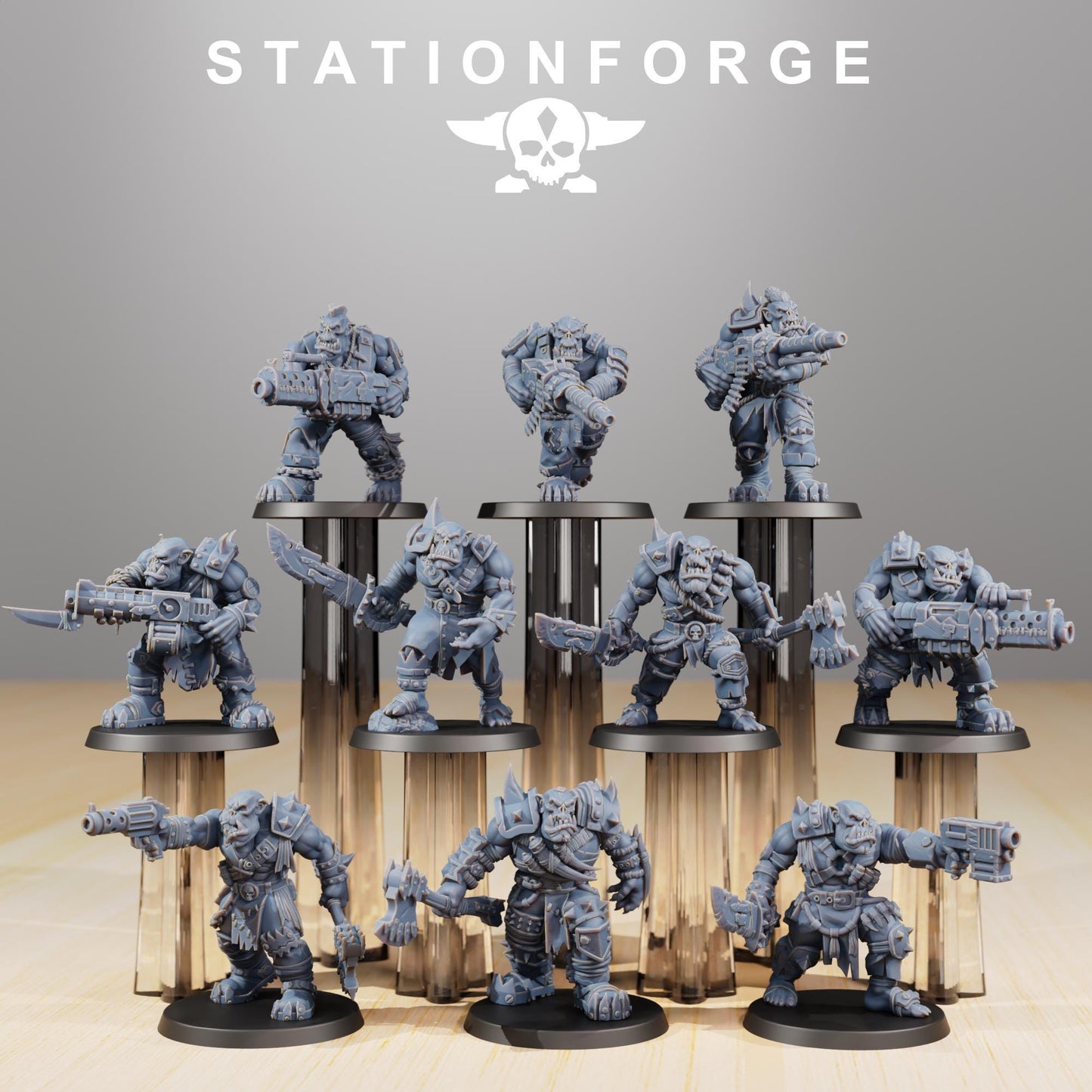 Orkaz Strappaz, Space-Faring Orkish Menace Sculpted by STATIONFORGE, Grimdark Compatible, Sci-Fi Wargame Scale