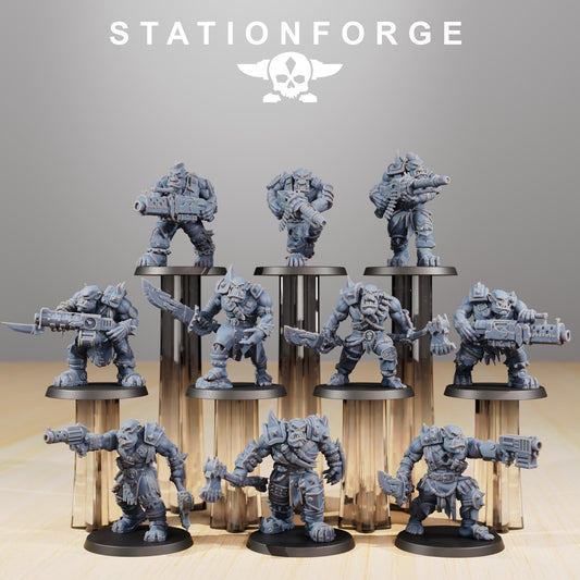 Orkaz Strappaz, Space-Faring Orkish Menace Sculpted by STATIONFORGE, Grimdark Compatible, Sci-Fi Wargame Scale