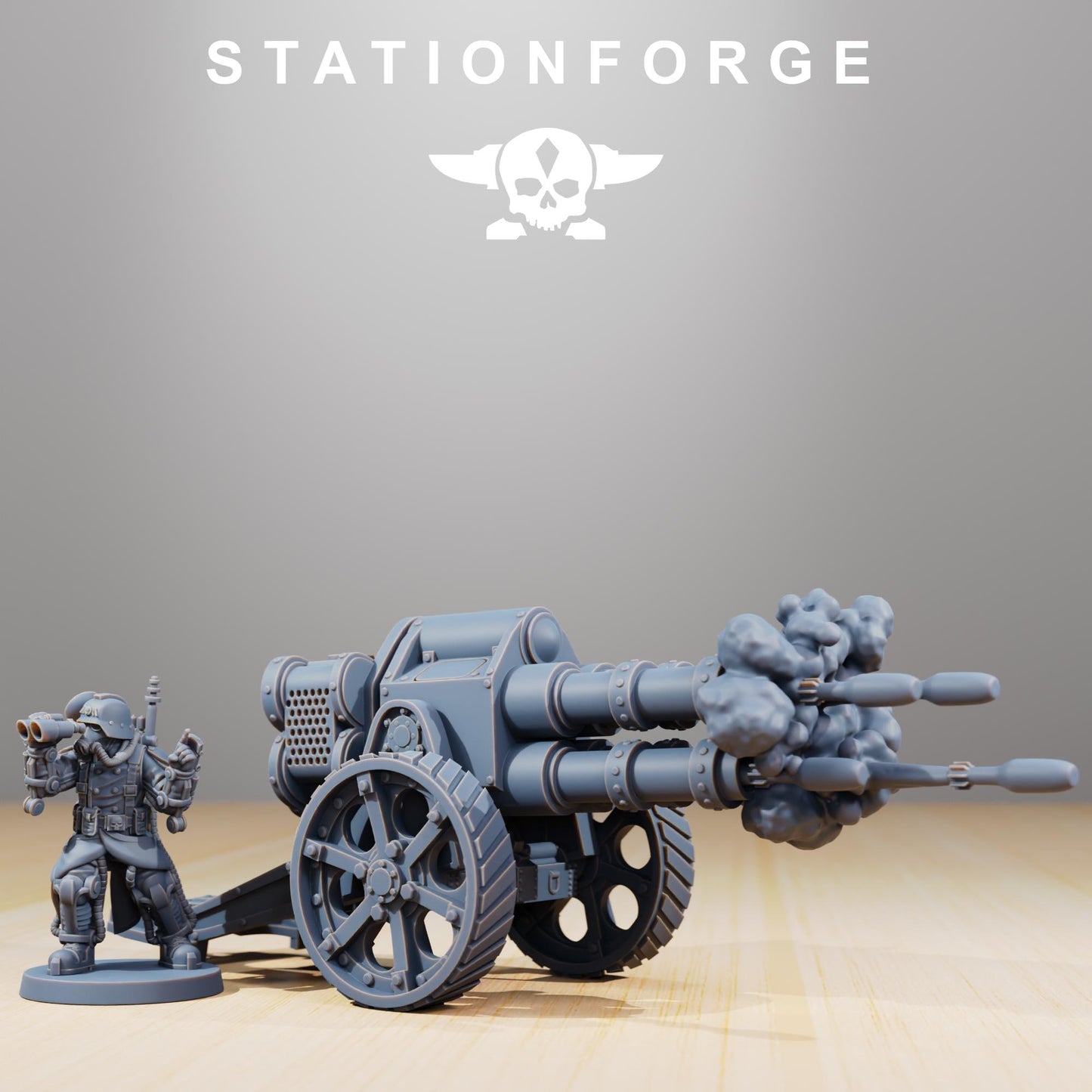 GrimGuard Light Artillery, Modular Sci-Fi Artillery by STATIONFORGE, Sci-fi Wargames Proxy, Imperial Guard Army Artillery Proxy