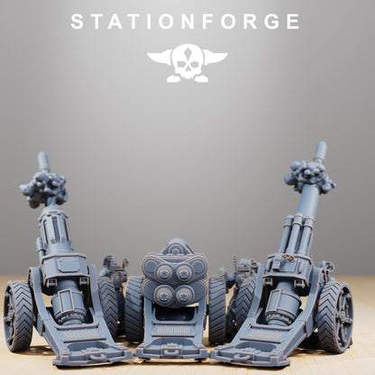 GrimGuard Light Artillery, Modular Sci-Fi Artillery by STATIONFORGE, Sci-fi Wargames Proxy, Imperial Guard Army Artillery Proxy