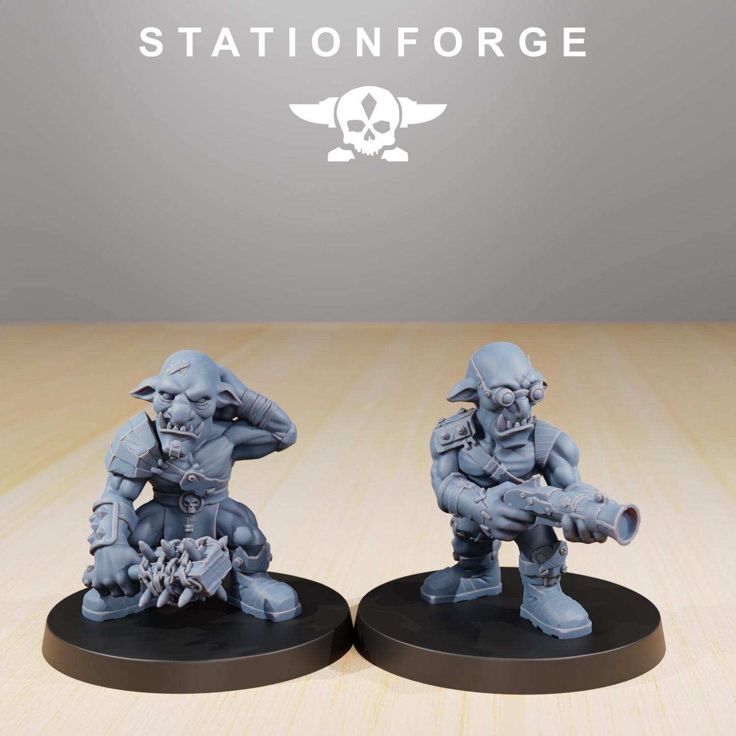 Orkaz Goblins, Space-Faring Orkish Menace Sculpted by STATIONFORGE, Grimdark Compatible, Sci-Fi Wargame Scale
