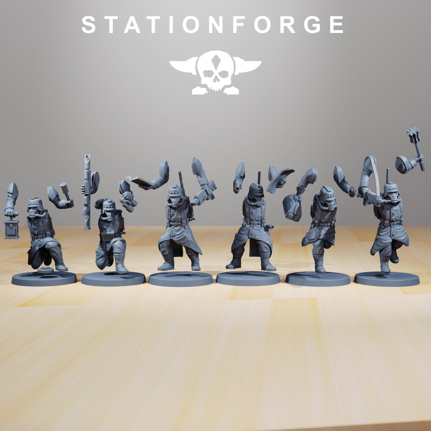 GrimGuard - Supporters, Death Korps Proxy, Sci-Fi Wargames Miniatures by STATIONFORGE