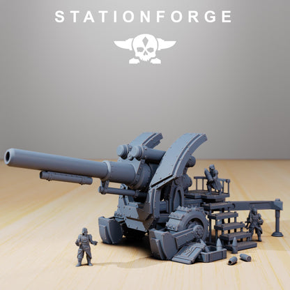GrimGuard - Artillery, Modular Sci-Fi Artillery by STATIONFORGE, Sci-fi Wargames Proxy, Imperial Guard Army Long Range Artillery Proxy