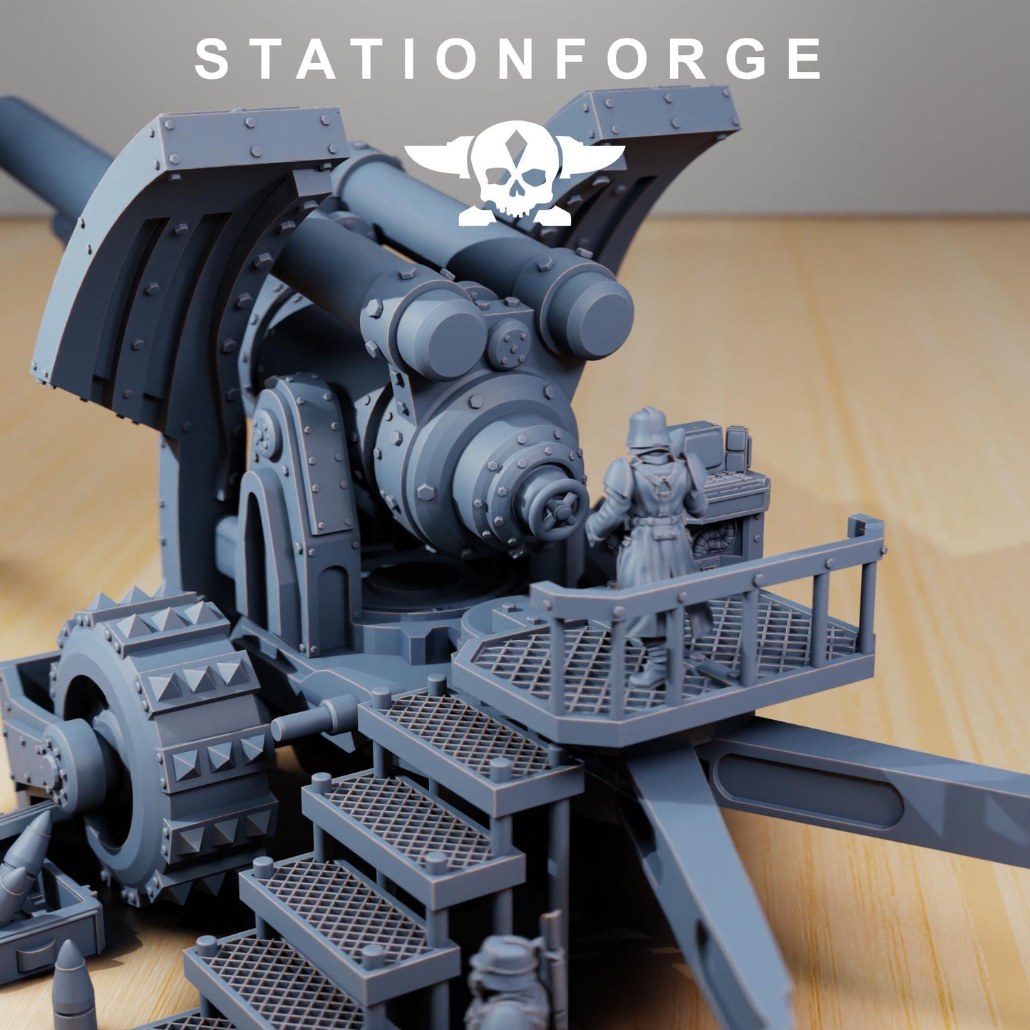 GrimGuard - Artillery, Modular Sci-Fi Artillery by STATIONFORGE, Sci-fi Wargames Proxy, Imperial Guard Army Long Range Artillery Proxy