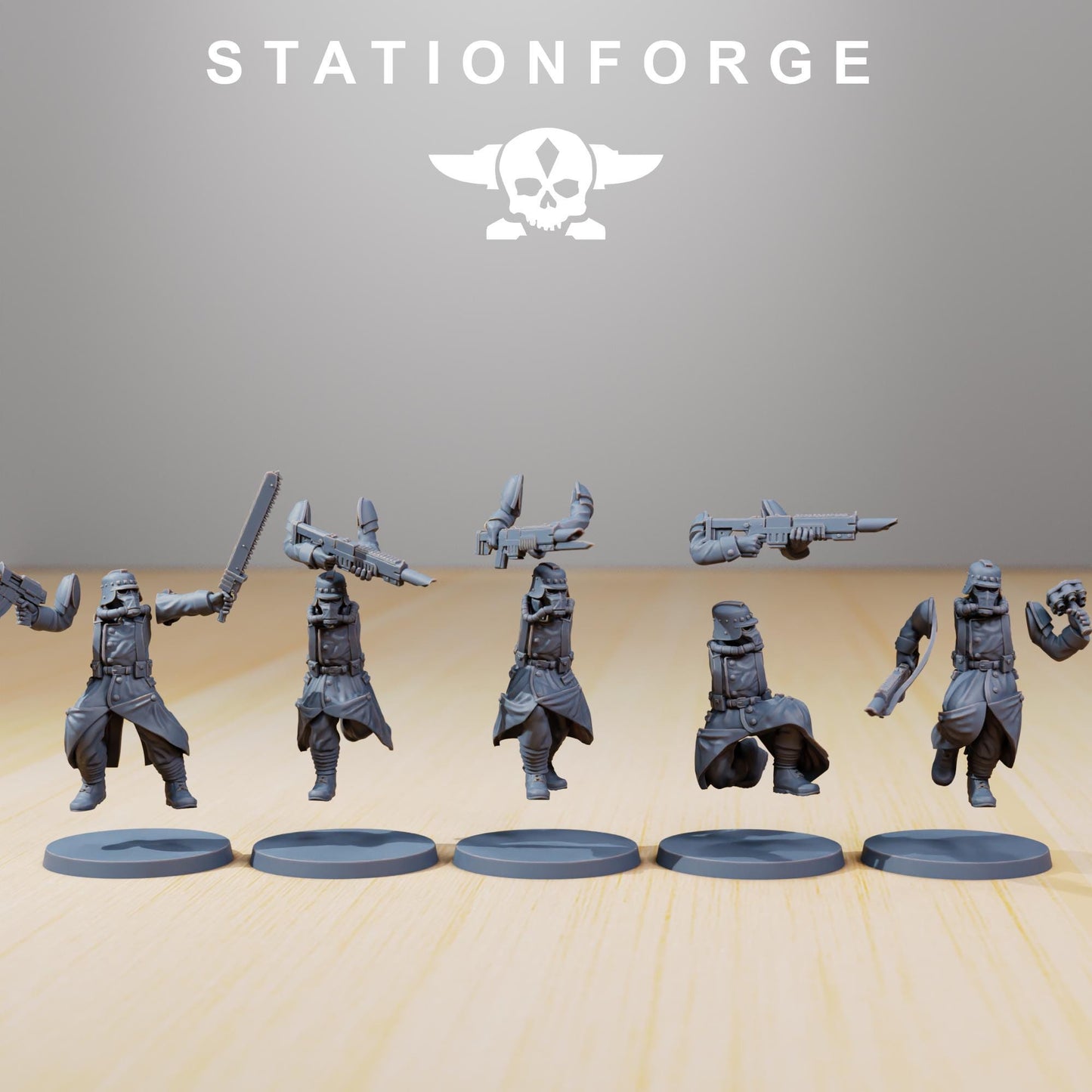 GrimGuard - Trench Runners, Death Korps Proxy, Sci-Fi Wargames Miniatures by STATIONFORGE