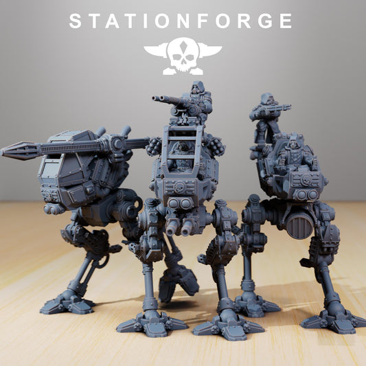 Scavenger Scout Walker, Space Techno-bots, modular Sci-Fi warriors by STATIONFORGE, Sci-Fi Wargames Cyber-themed Grimdark miniatures