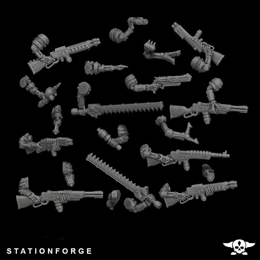 Scavenger Frontliners, Space Techno-bots, modular Sci-Fi warriors by STATIONFORGE, Sci-Fi Wargames Cyber-themed Grimdark miniatures