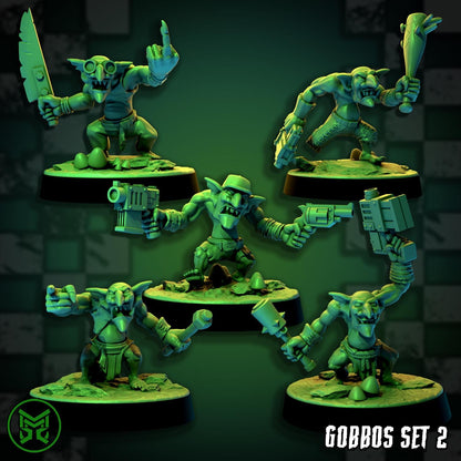 Modular Gobbos - set 2, Space-Faring Orkish Menace Sculpted by Mekka Miniatures, Grimdark Compatible, Scaled for Miniature Wargames