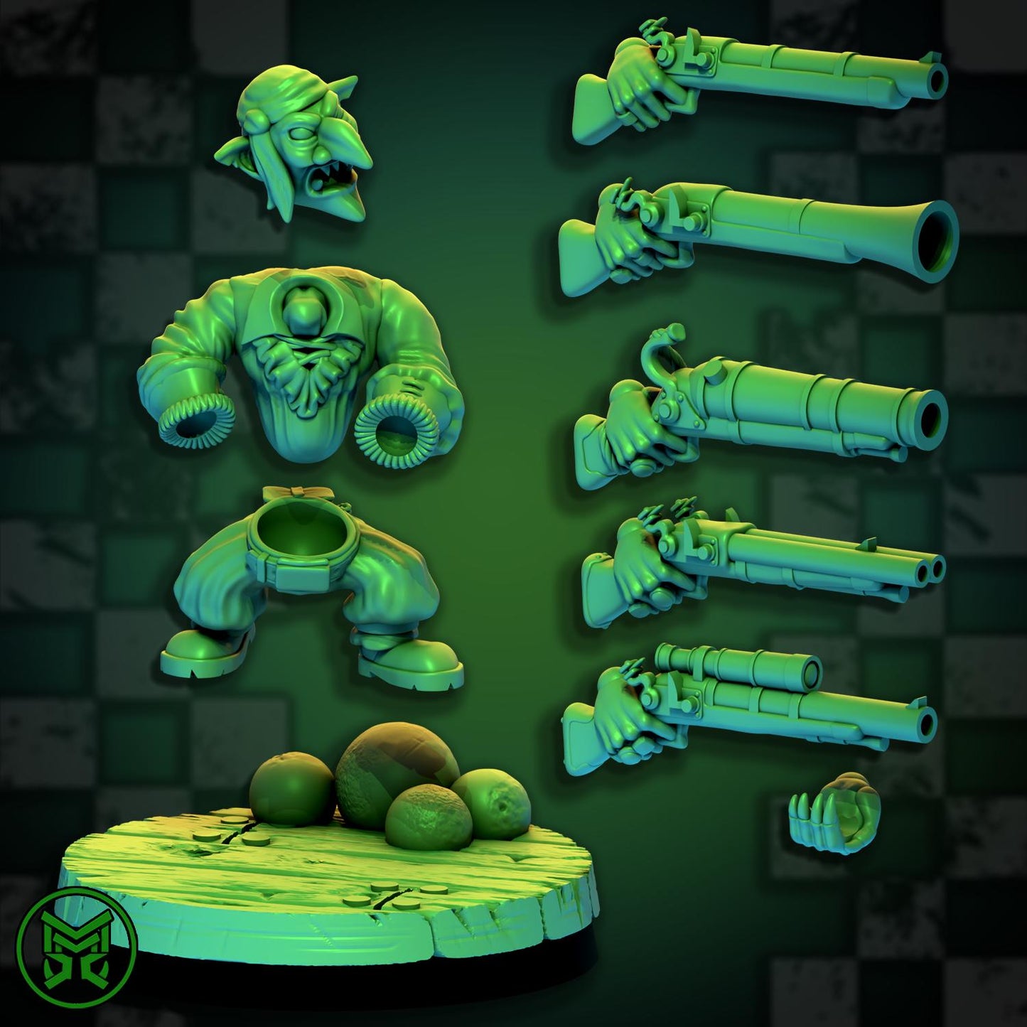 Modular Pirate Gobbos - set 1, Space-Faring Orkish Menace Sculpted by Mekka Miniatures, Grimdark Compatible, Scaled for Miniature Wargames