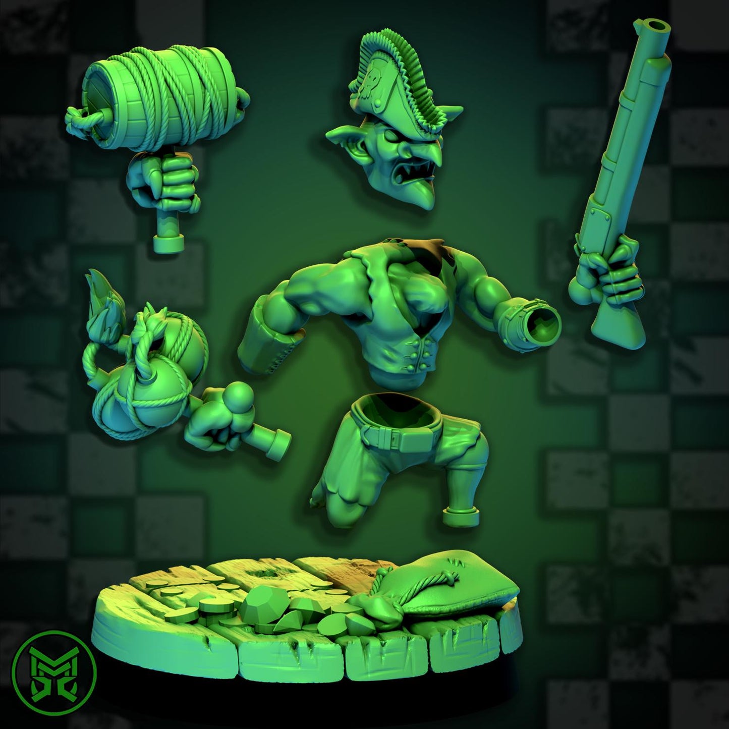 Modular Pirate Gobbos - set 1, Space-Faring Orkish Menace Sculpted by Mekka Miniatures, Grimdark Compatible, Scaled for Miniature Wargames