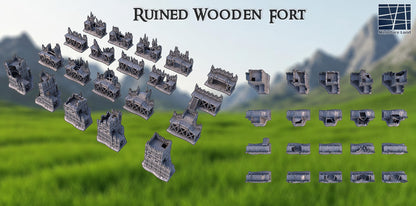 Ruined Wooden Fort - Tabletop Terrain - 28 MM, Tabletop 3D Printed Terrain by MiniatureLand, Perfect for Wargaming and RPGs