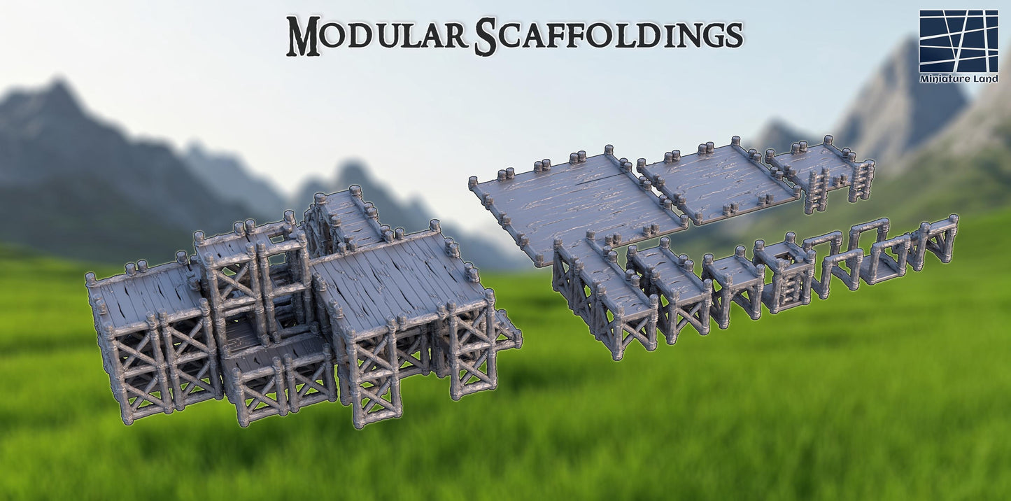 Modular Scaffoldings - Tabletop Terrain - 28 MM - 3D Printed Tabletop Terrain, Perfect for Wargames, Role Playing Games, Tabletop Games
