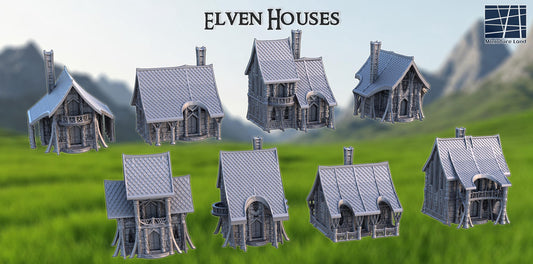 Elven Houses Tabletop Terrain - 3D Printed MiniatureLand 28mm RPG Wargaming