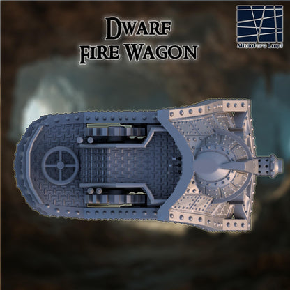 Dwarf Fire Wagon - Tabletop Terrain - 28 MM, Tabletop 3D Printed Terrain by MiniatureLand, Perfect for Wargaming and RPGs