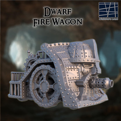 Dwarf Fire Wagon - Tabletop Terrain - 28 MM, Tabletop 3D Printed Terrain by MiniatureLand, Perfect for Wargaming and RPGs