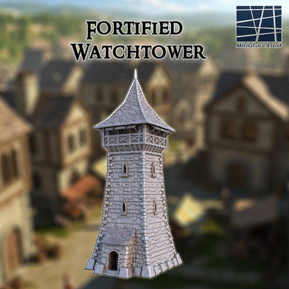 Fortified Lookout Tower - Tabletop Terrain - 28 MM, Tabletop 3D Printed Terrain by MiniatureLand, Perfect for Wargaming and RPGs