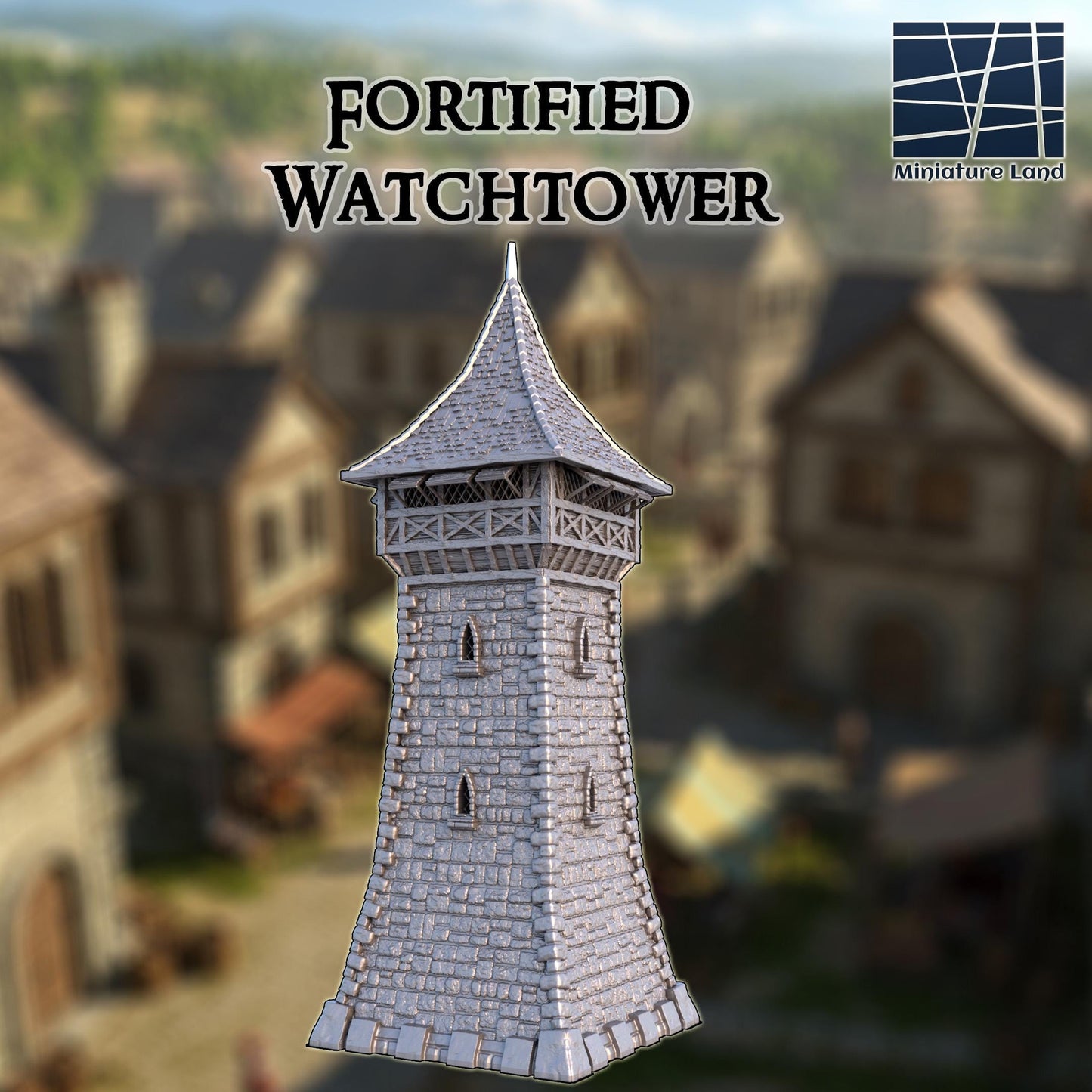 Fortified Lookout Tower - Tabletop Terrain - 28 MM, Tabletop 3D Printed Terrain by MiniatureLand, Perfect for Wargaming and RPGs