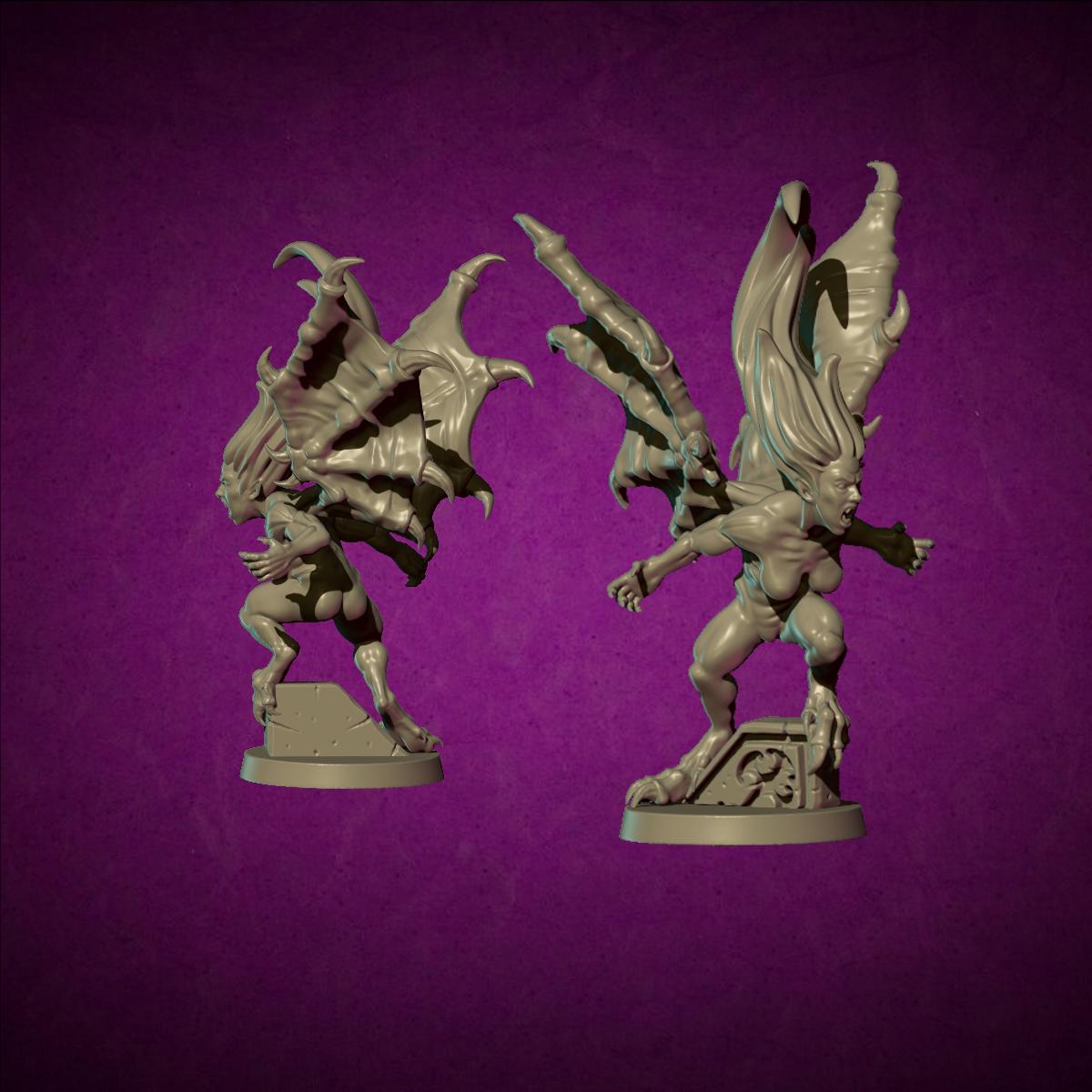 Harpies, Fantasy Skirmish Miniatures by MoM Miniatures, perfect for Fantasy Wargames and RPGs