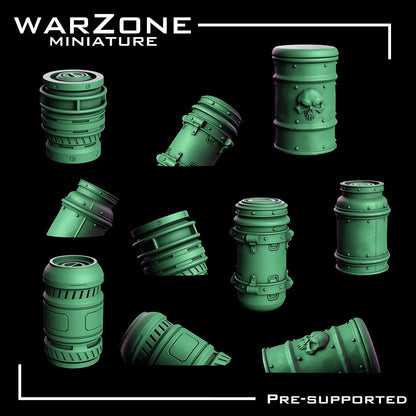 Sci-fi Barrels / Barrels Vol. 01, Grimdark Conversion Parts and Basing Materials Sculpted by WarZone Miniature