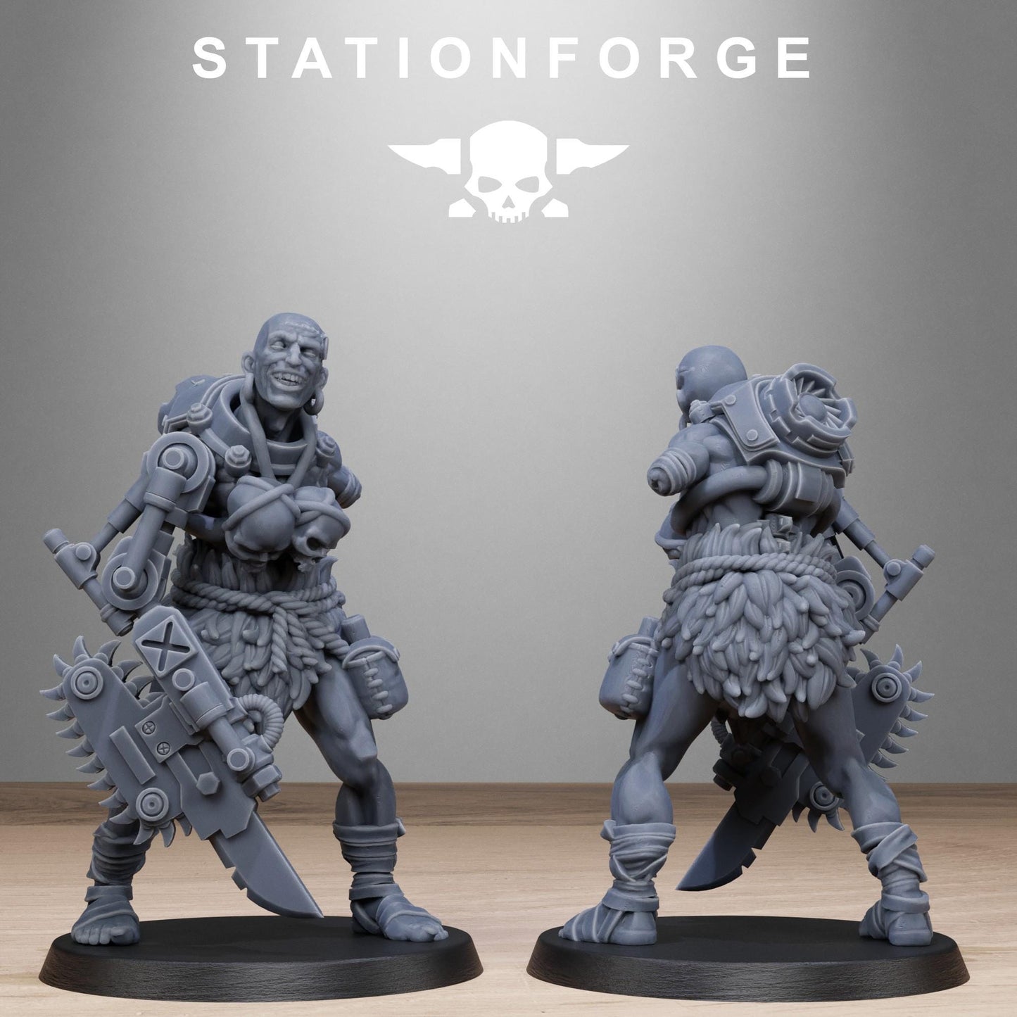 Techno Savage Barbarians, Chaos Worshipper Sci-Fi Wargames Miniatures by STATIONFORGE, Corrupted Imperial Guard