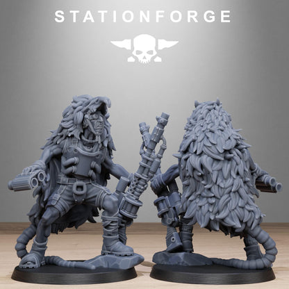 Techno Savage Barbarians, Chaos Worshipper Sci-Fi Wargames Miniatures by STATIONFORGE, Corrupted Imperial Guard