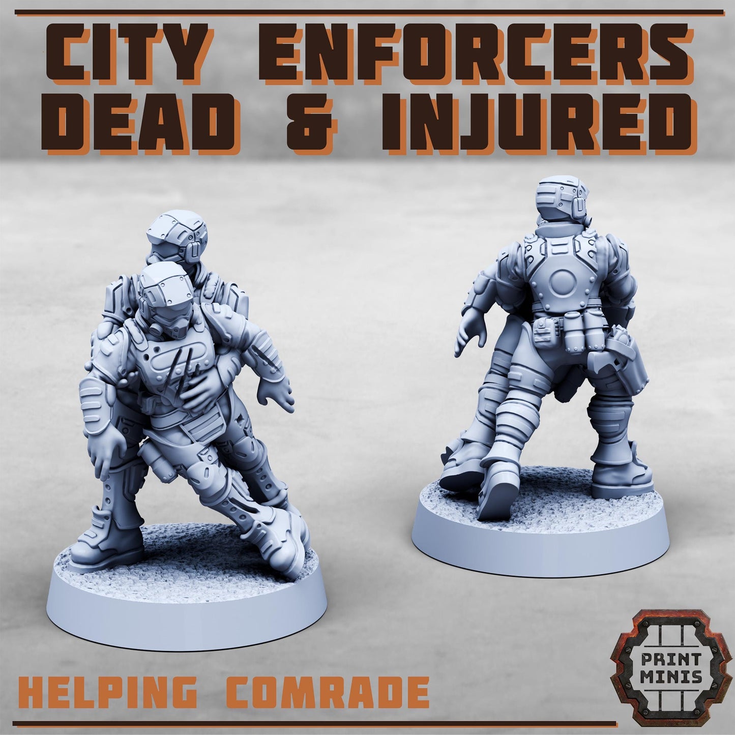 City Watch Enforcers - Dead and Injured NPCs -  Sci-Fi Grimdark City Skirmish Warfare Female Mercenaries by Print Minis