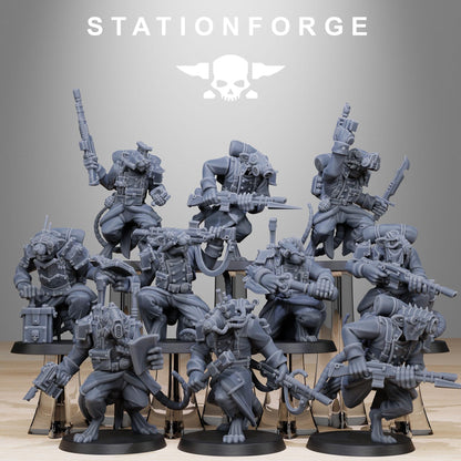 GrimGuard Raticus, Space Techno-Rats, monopose Sci-Fi warriors by STATIONFORGE, Sci-Fi Wargames Rat-Themed Grimdark miniatures