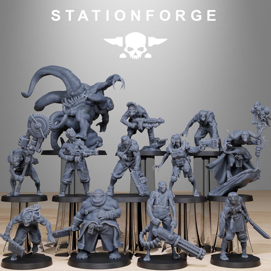 Corrupted Guard Wretched, Chaos Worshipper Sci-Fi Wargames Miniatures by STATIONFORGE, Corrupted Imperial Guard