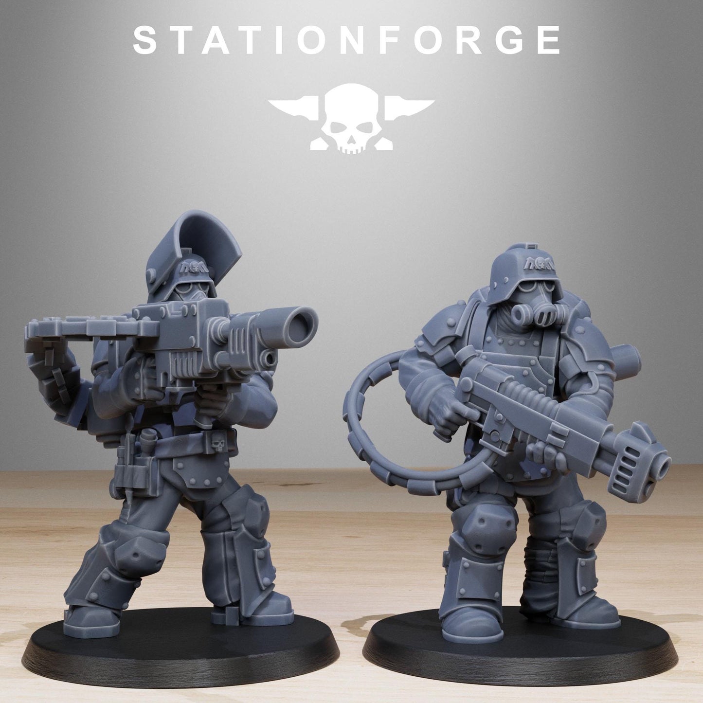 GrimGuard Armored Squad, Death Korps Proxy, Sci-Fi Wargames Miniatures by STATIONFORGE
